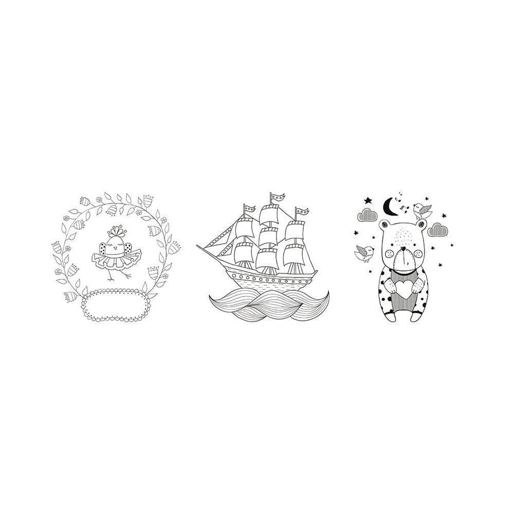 Securit® Fensterschablonen "Windoodle", Format: A2, Thema: Baby, inkl. 1 Securit® Kreidestift, 3er Set