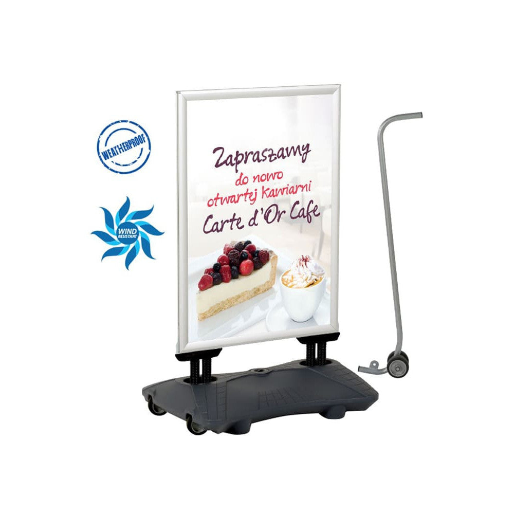 Kundenstopper Alu mit Wassertank, WindPro Budget, Silber, Outdoor