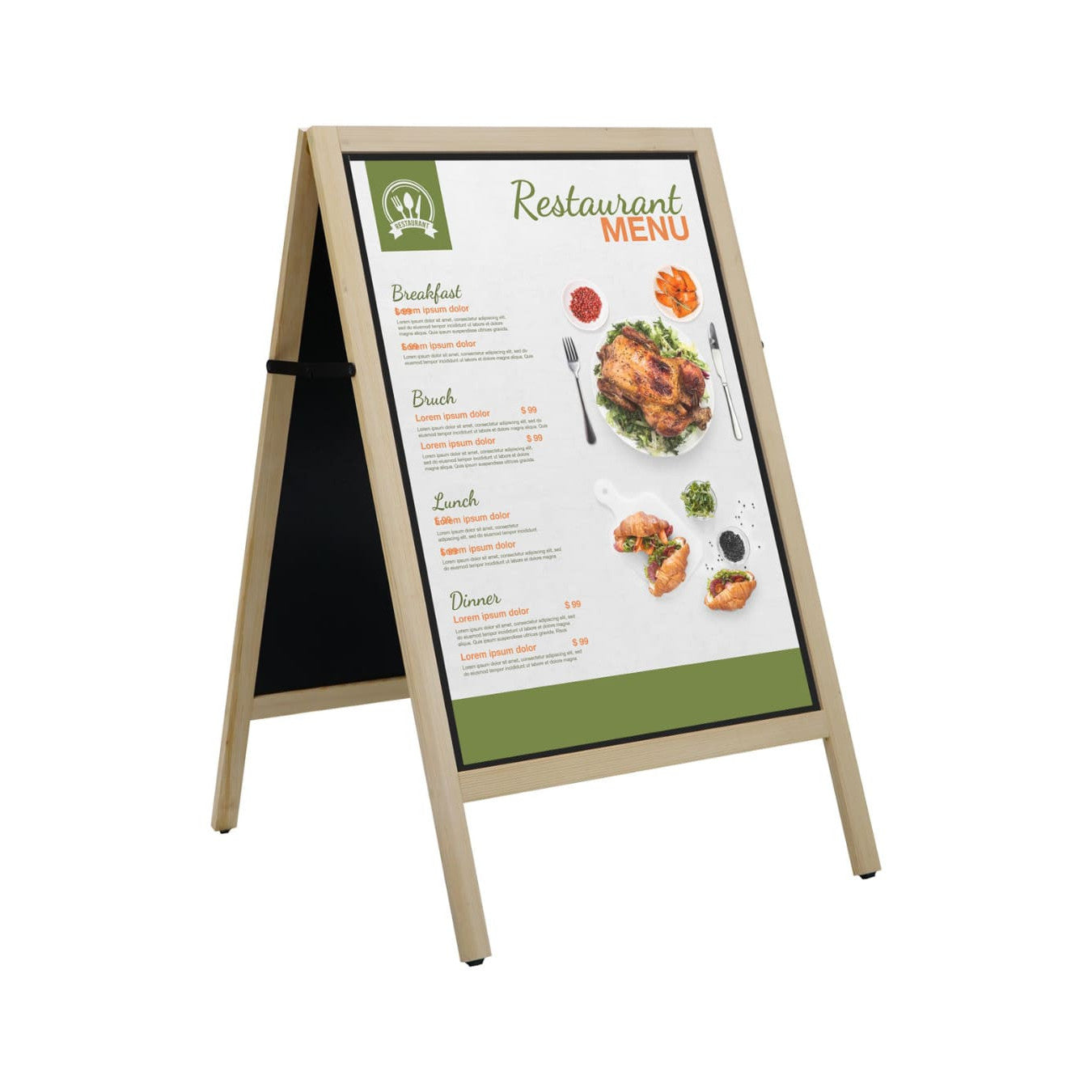 Holz Gehwegkreidetafel A1 – Magnetisch, Outdoor