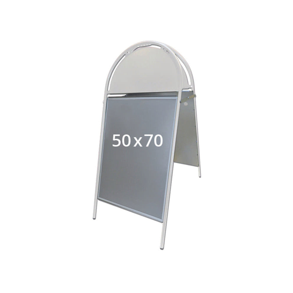 Kundenstopper Stahlrohr Classic mit Logoschild rund, Outdoor