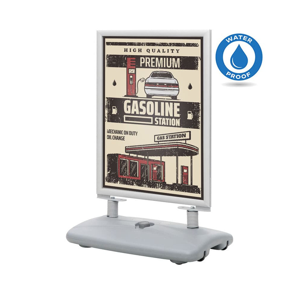 Kundenstopper Alu "Poster Swing" mit Wassertank, DIN A1, Silber, Outdoor