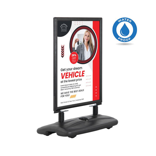 Kundenstopper Alu "Poster Swing" mit Wassertank, DIN A1, Schwarz, Outdoor