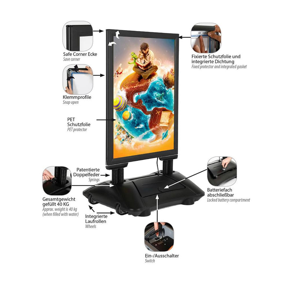 Kundenstopper WindPro® LED Economy, DIN A1, Outdoor