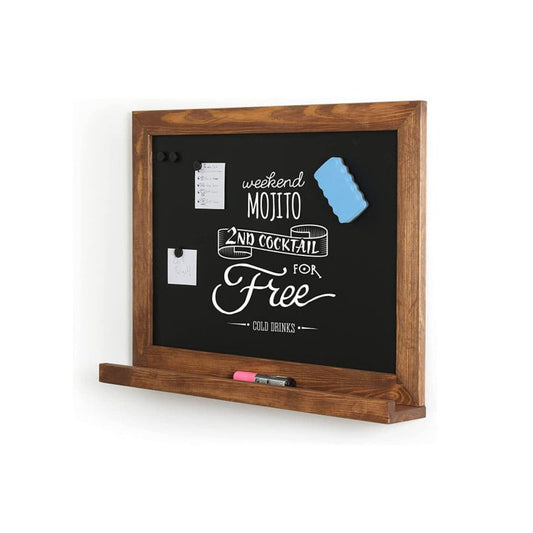 Kreidetafel Magnetisch mit Ablage, Buche dunkel, 50x70cm