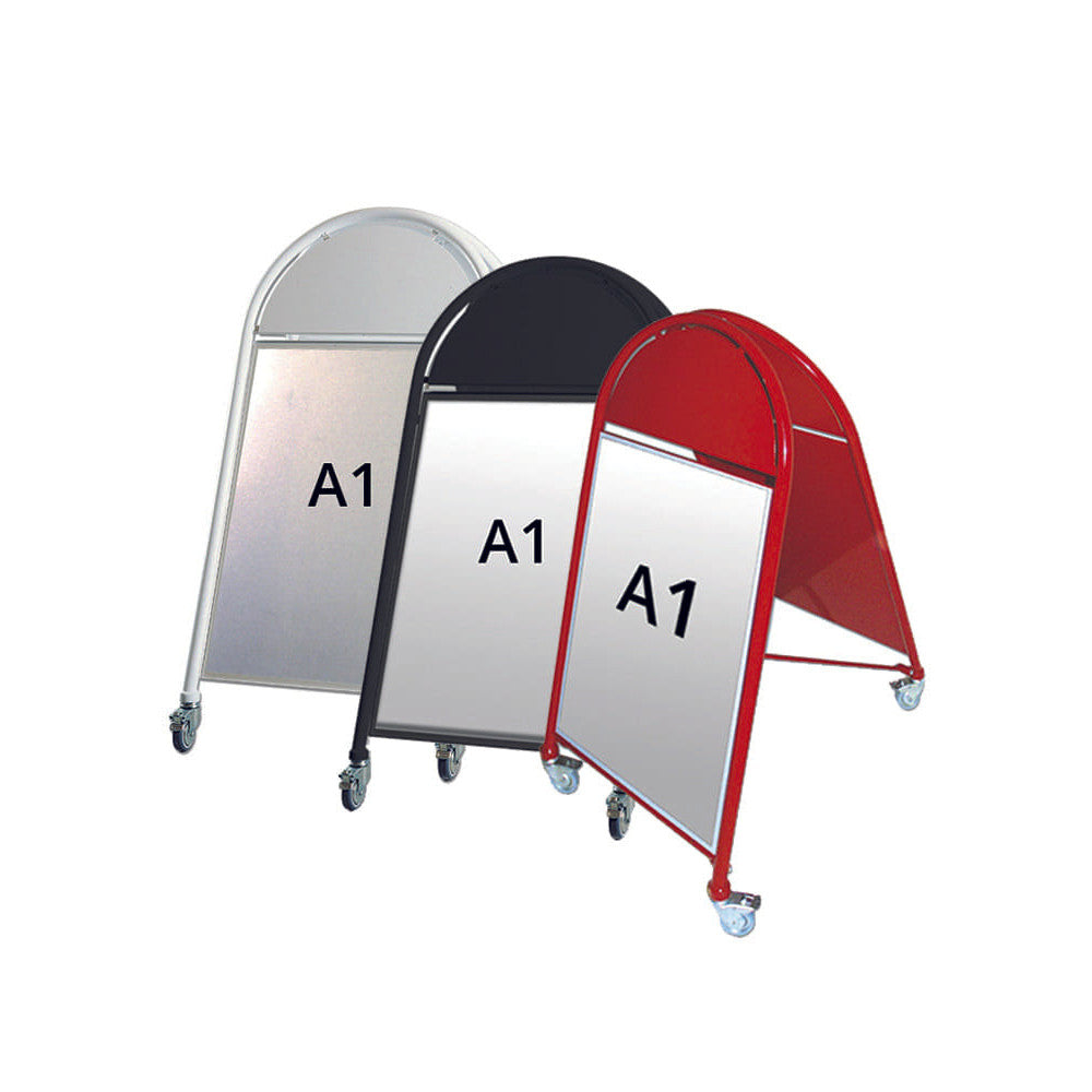 Kundenstopper Stahlrohr Deluxe mit Logoschild rund, Outdoor