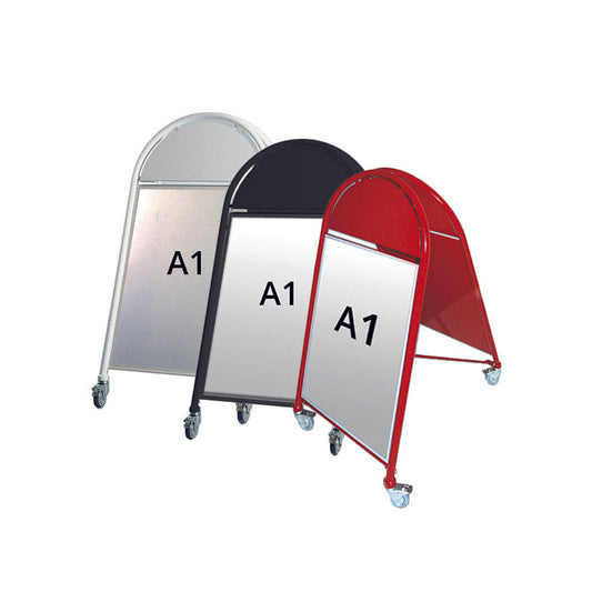 Kundenstopper Stahlrohr Deluxe mit Logoschild rund, Outdoor