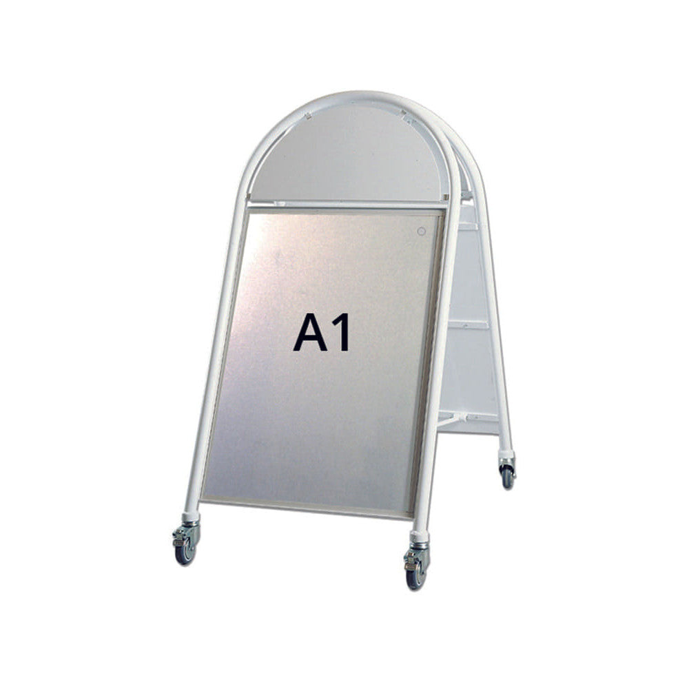 Kundenstopper Stahlrohr Deluxe mit Logoschild rund, Outdoor