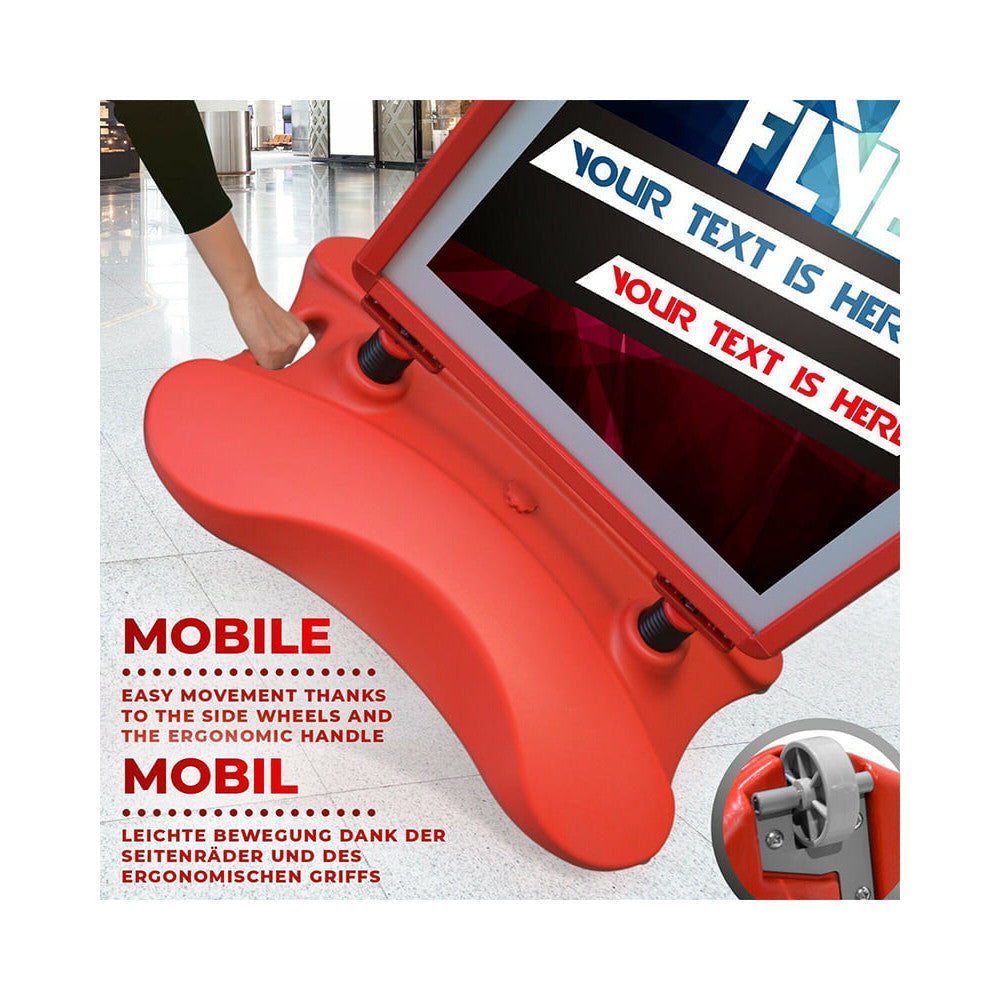 Kundenstopper Alu Classic mit Wassertank, DIN A1, Rot, Outdoor