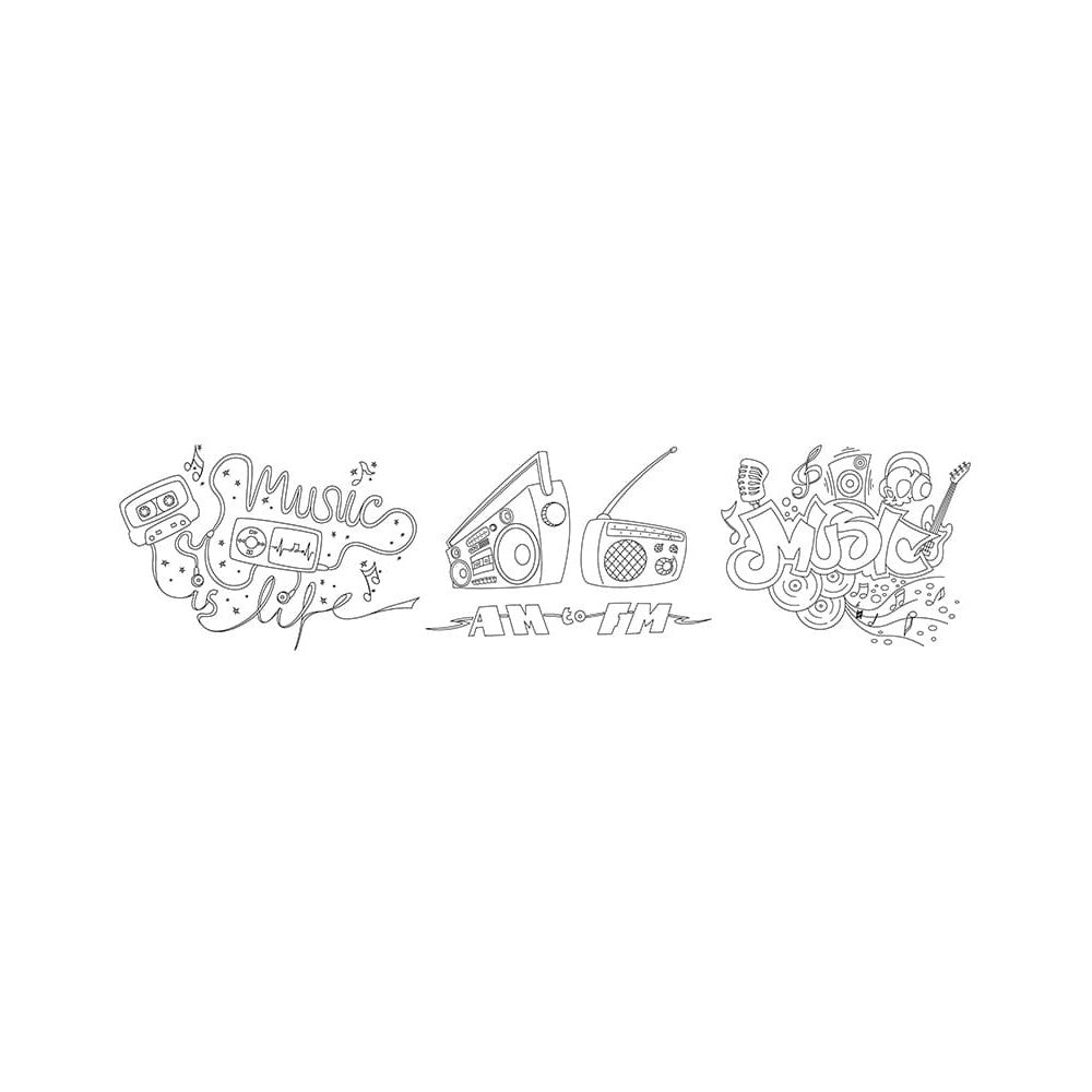 Securit® Fensterschablonen "Windoodle", Format: A2, Thema: Music, inkl. 1 Securit® Kreidestift, 3er Set