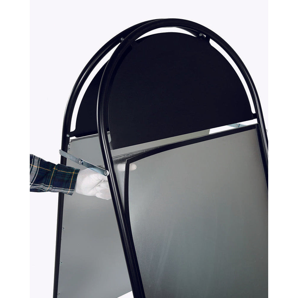 Kundenstopper Stahlrohr Classic mit Logoschild rund, Outdoor