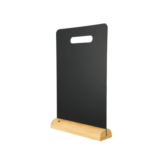 Securit® Tischkreidetafel "Rechteck mit Griff" Aufsteller 21×34 cm mit Holzfuss