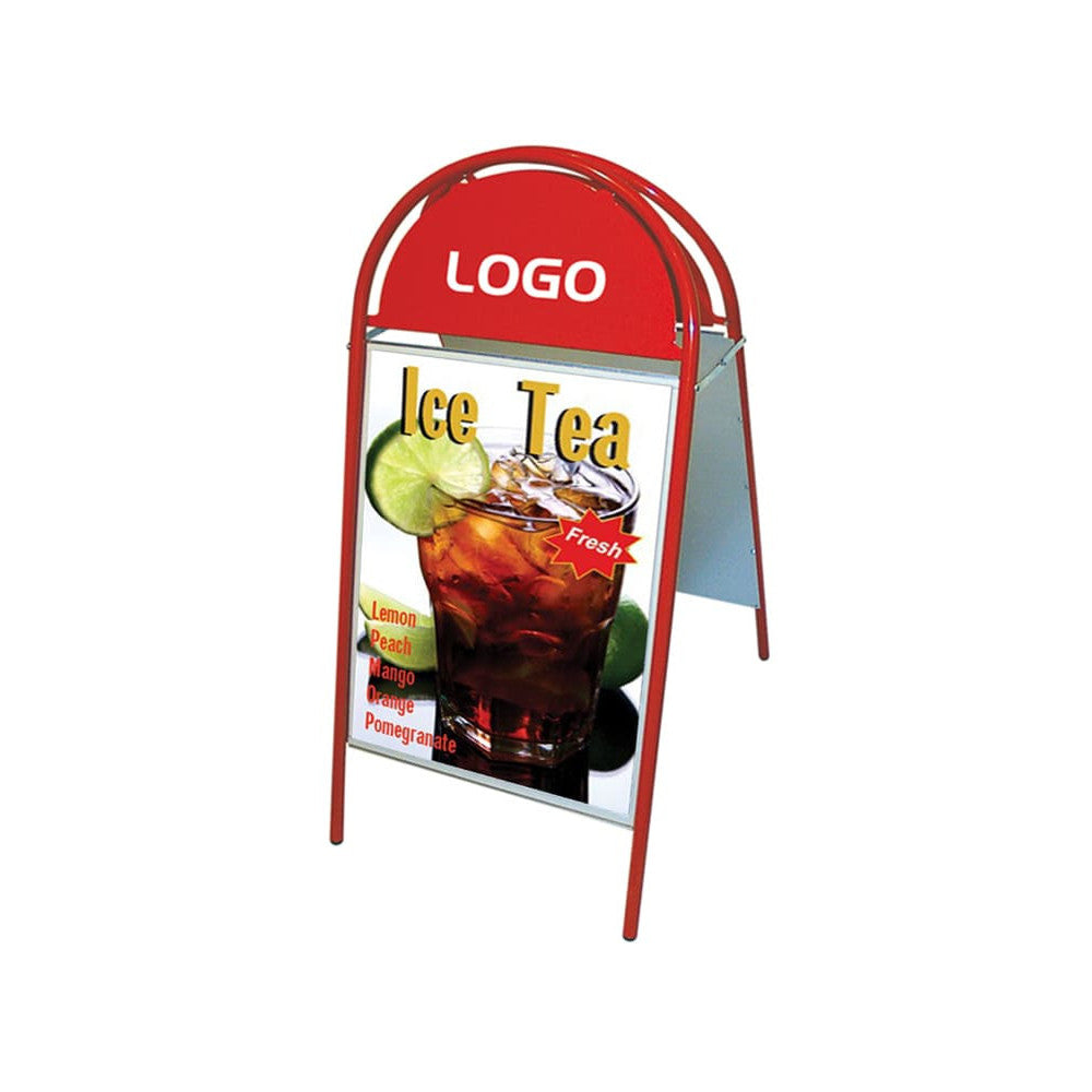 Kundenstopper Stahlrohr Classic mit Logoschild rund, Outdoor