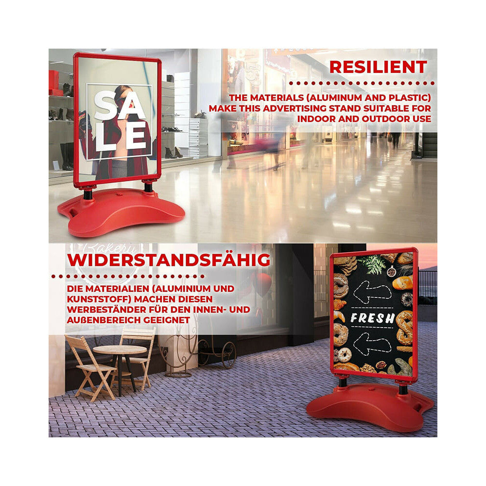 Kundenstopper Alu Classic mit Wassertank, DIN A1, Rot, Outdoor