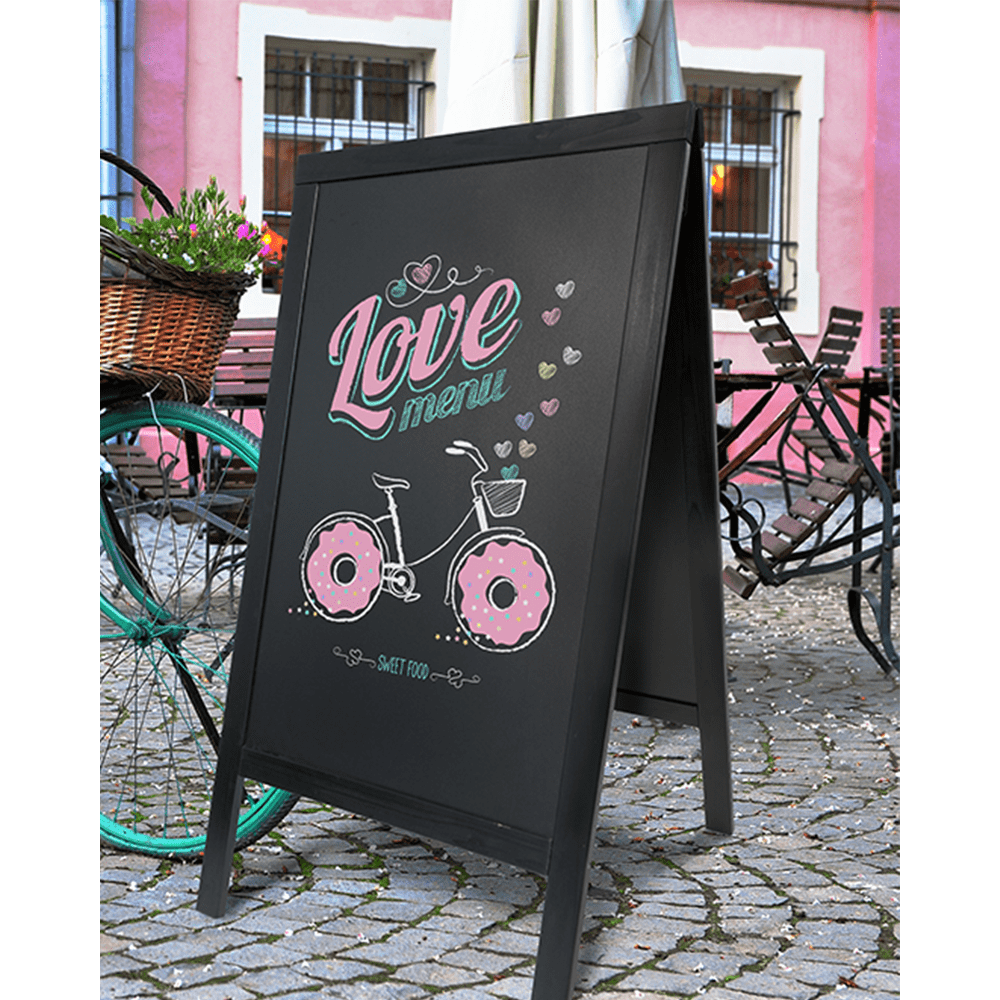 Securit® Holz Kundenstopper 125x69cm, Schwarz, Outdoor