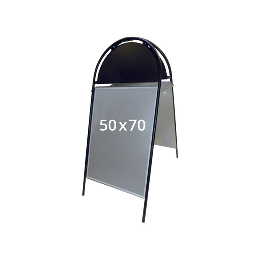 Kundenstopper Stahlrohr Classic mit Logoschild rund, Outdoor