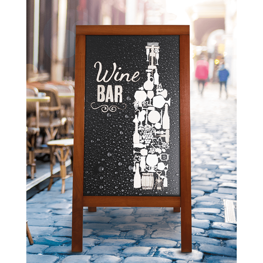 Securit® Holz Kundenstopper 140x70cm, Deluxe, Mahagoni, Outdoor