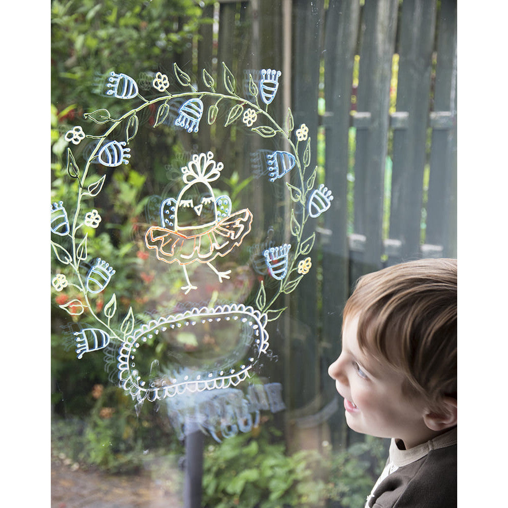 Securit® Fensterschablonen "Windoodle", Format: A2, Thema: Baby, inkl. 1 Securit® Kreidestift, 3er Set