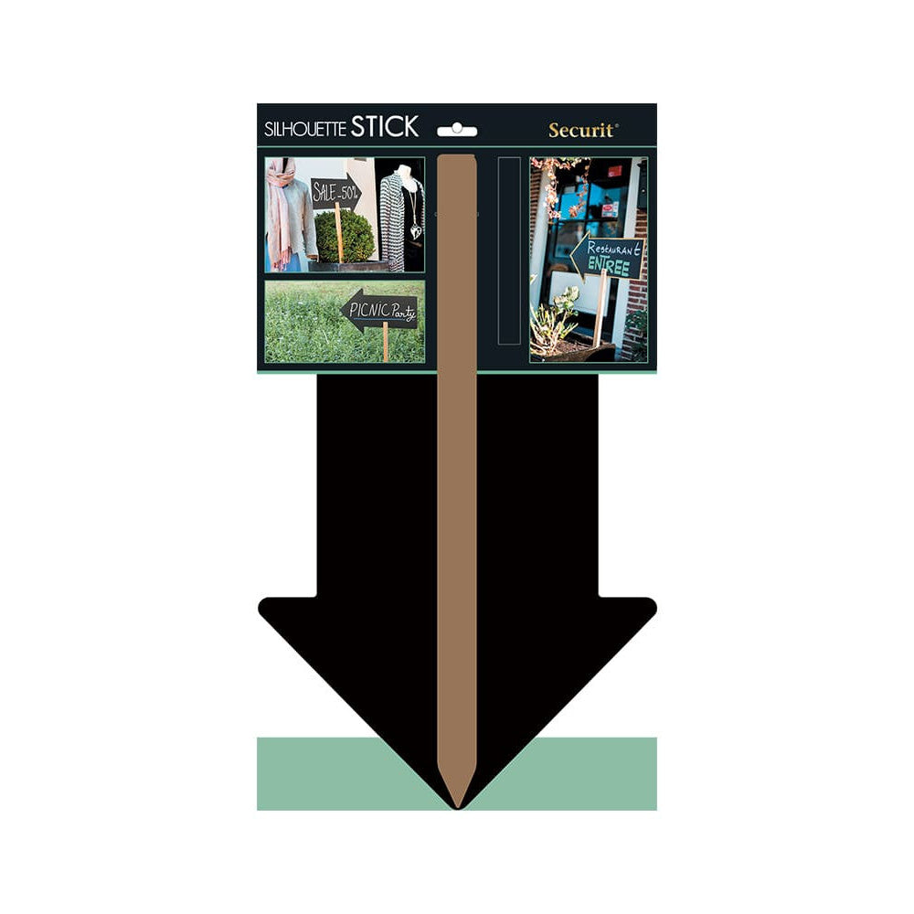 Securit® Gartenstecker Kreidetafel Pfeil mit Holzstab, inkl. 1x Kreidestift