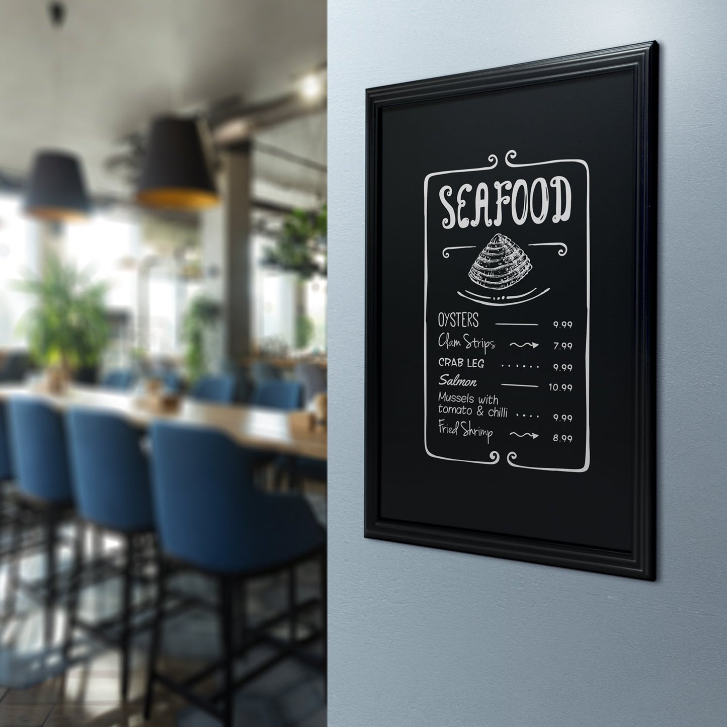 Securit® Wandkreidetafel, Holzrahmen Schwarz, 70x90cm, Outdoor