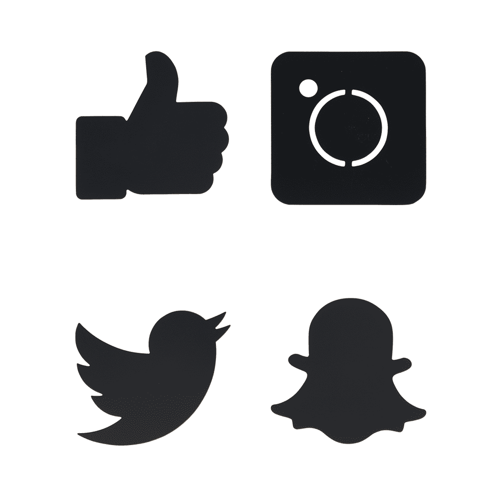 Securit® Wandkreidetafel Silhouette Social Media, 12 Stk., 30x38cm