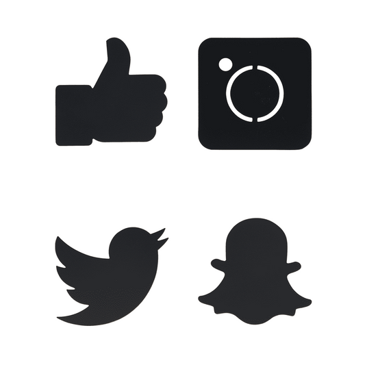 Securit® Wandkreidetafel Silhouette Social Media, 12 Stk., 30x38cm