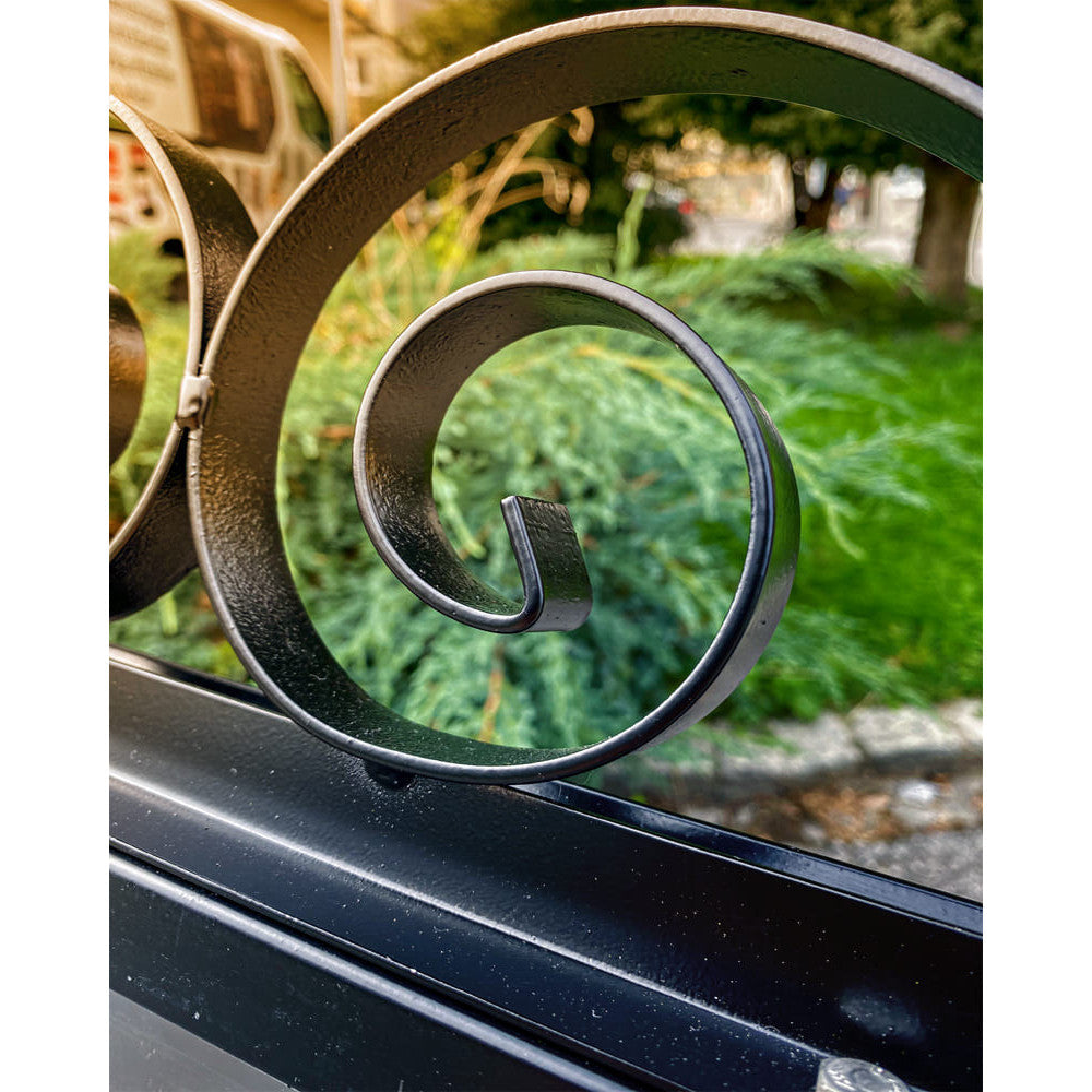 Kundenstopper Antik aus Stahl mit Schmiedeeisen, B2, Schwarz, Outdoor