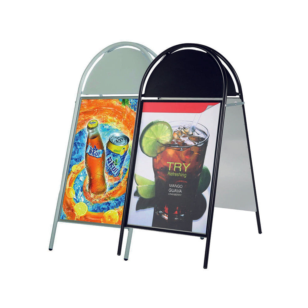 Kundenstopper Stahlrohr Classic mit Logoschild rund, Outdoor