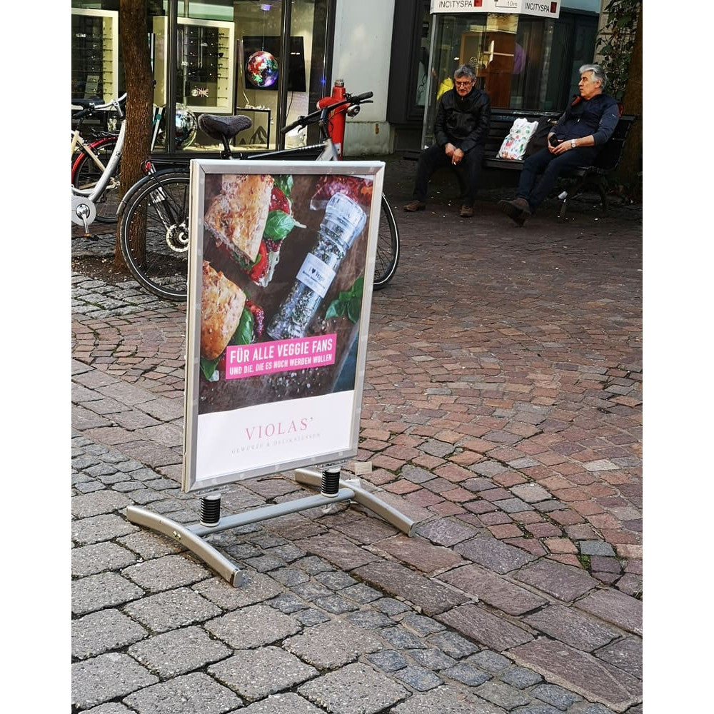 Kundenstopper Alu, Windbreaker DIN A1, Silber, Outdoor