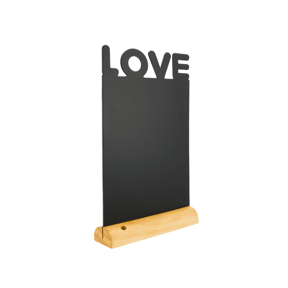 Securit® Tischkreidetafel „LOVE“ Aufsteller 21×35 cm mit Holzfuss