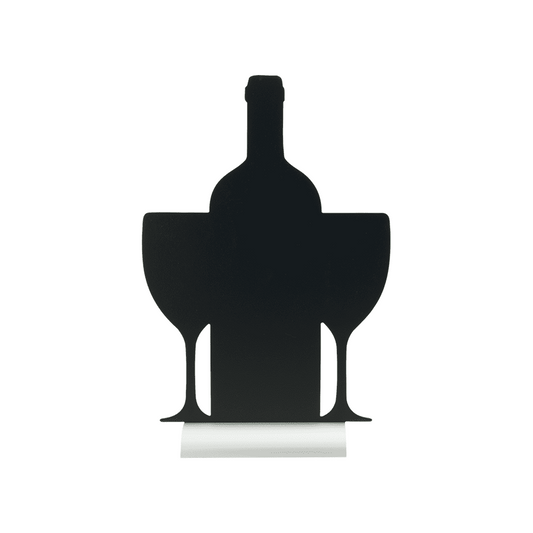 Securit®, Tischkreidetafel Aufsteller mit Aluminiumfuss, "Wein mit Gläser" Form-Silhouette, 23x35cm