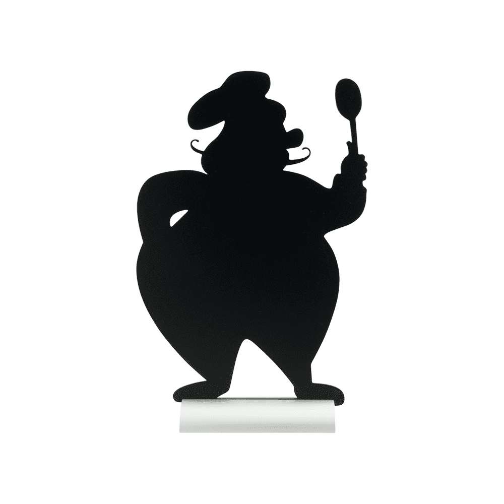Securit®, Tischkreidetafel Aufsteller mit Aluminiumfuss, "Chefkoch" Form-Silhouette, 22x35cm