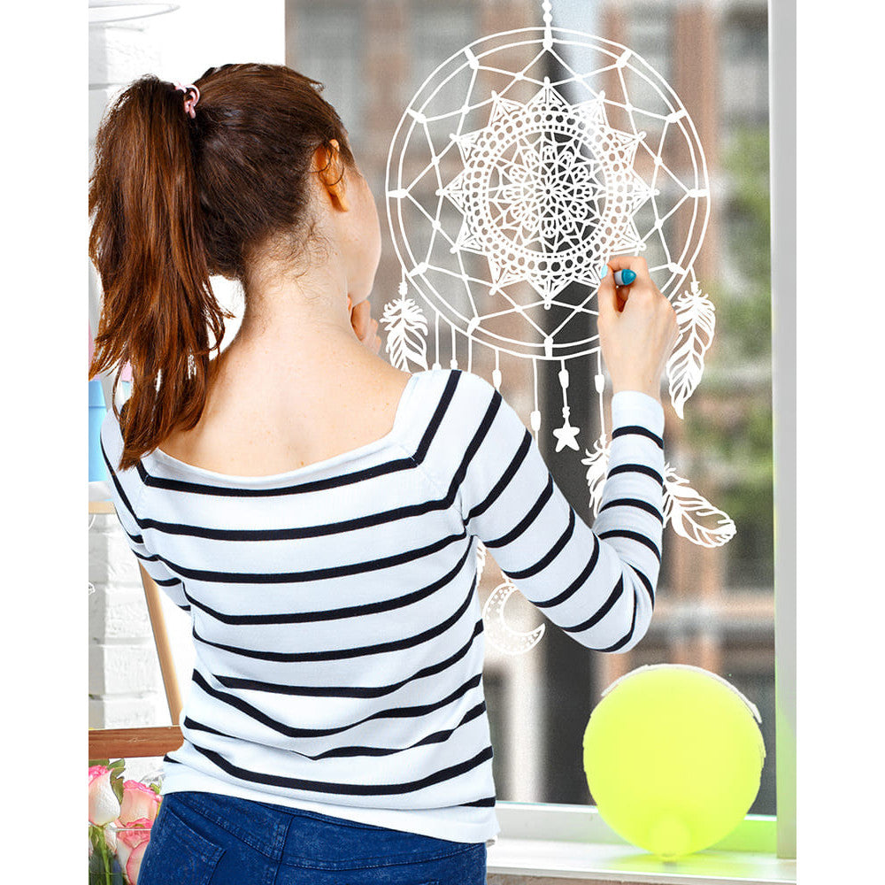 Securit® Fensterschablonen "Windoodle", Format: A3, Thema: Tiere, inkl. 1 Securit® Kreidestift, 3er Set