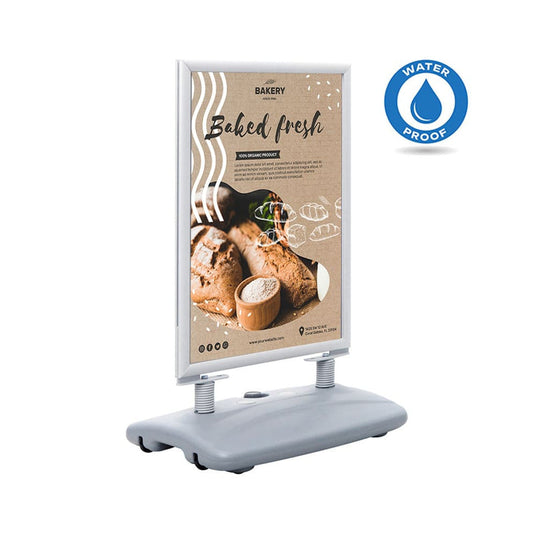 Kundenstopper Alu "Poster Swing" mit Wassertank, DIN A1, Silber, Outdoor