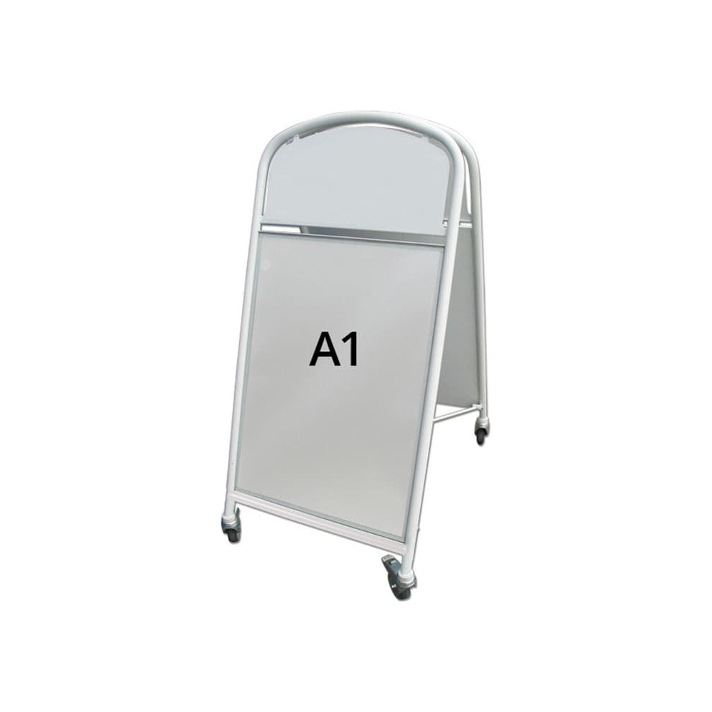 Kundenstopper Stahlrohr Deluxe, mit Topschild Ellipse, DIN A1, Outdoor