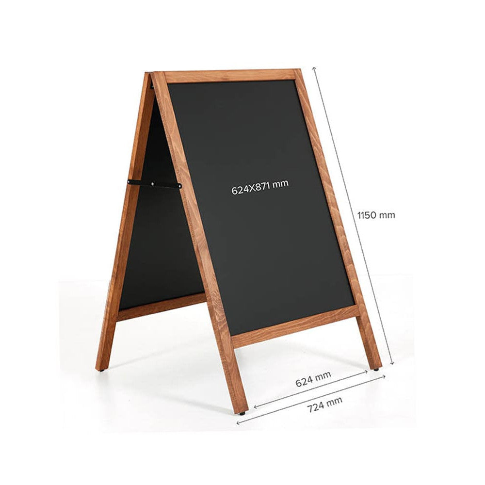 Premium Holz-Kundenstopper A1 – Magnetisch & Wetterfest (Dunkelbraun, Outdoor)