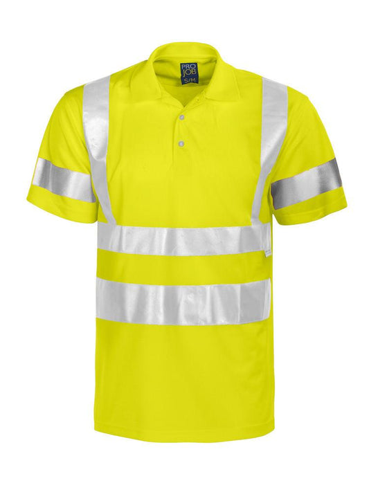 Projob Herren Poloshirt in Warnschutz Farbe, mit Reflektorstreifen, EN ISO 20471 Klasse 3 - WERBE-WELT.SHOP