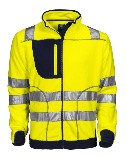 Projob Herren Arbeitssicherheits Jacke aus Polarfleece mit Softshell Elementen und ISO 20471 KLASSE 3/2 Zertifizierung - WERBE-WELT.SHOP