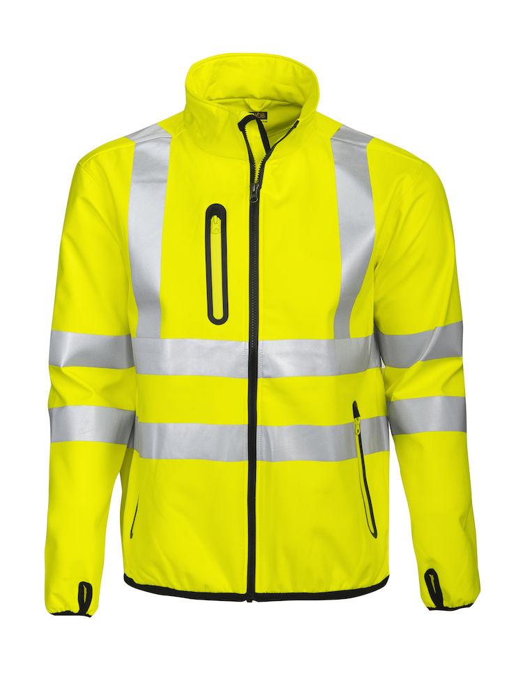 Projob Herren Softshell-Jacke in Warnschutz Farbe EN ISO 20471 Klasse 3 - WERBE-WELT.SHOP