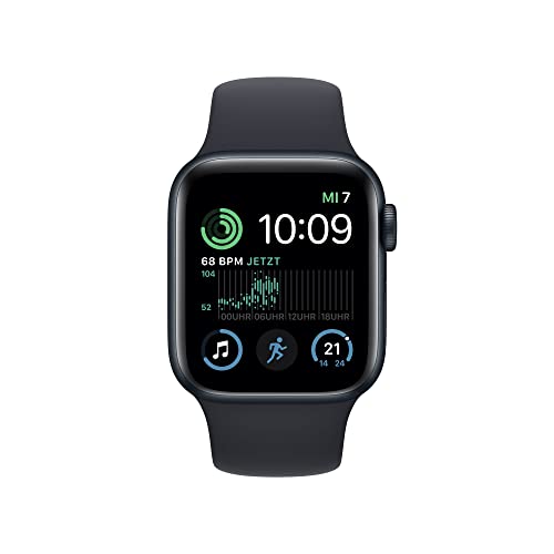 Apple Watch SE (2. Generation) (GPS + Cellular, 40mm) Smartwatch - Aluminiumgehäuse Mitternacht, Sportarmband Mitternacht - Regular. Fitness-und Schlaftracker, Unfallerkennung, Herzfrequenzmesser