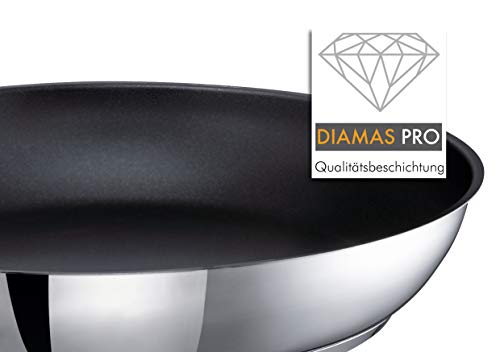 SuS Bratpfanne Industar mit DIAMAS PRO Antihaft-Beschichtung Industar, Edelstahl, 28cm | Gastronomiebedarf