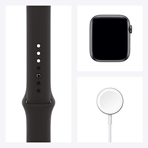 Apple Watch SE (GPS, 44MM) Aluminiumgehäuse Space Grau Schwarz Sportarmband (Generalüberholt)