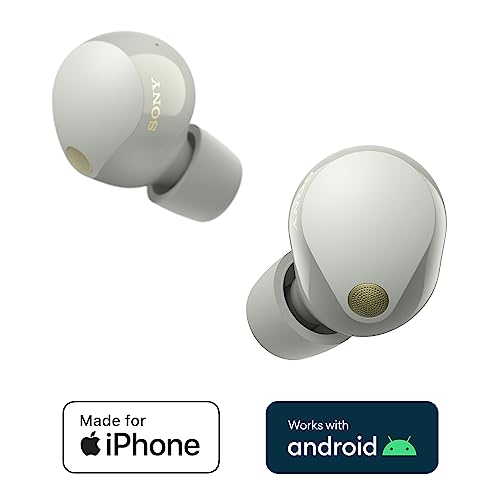 Sony WF-1000XM5 Kabellose Noise Cancelling Kopfhörer, Bluetooth, In-Ear-Kopfhörer, Mikrofon, bis zu 24 Stunden Akkulaufzeit, Schnellladefunktion, IPX4, iOS & Android kompatibel - Silber