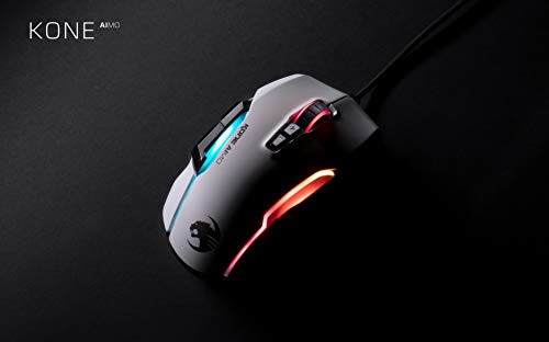 Roccat Kone AIMO Gaming Maus (hohe Präzision, Optischer Owl-Eye Sensor (100 bis 16.000 Dpi), RGB AIMO LED Beleuchtung, 23 programmierbare Tasten, Designt in Deutschland, USB), weiß(remastered)