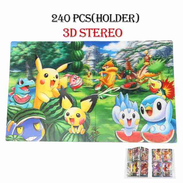 3d Sterio 240Pcs Halter Album Spielzeug Sammlungen Pokemon Karten Album Buch neue geladenen Liste Spielzeug Geschenk für Kinder