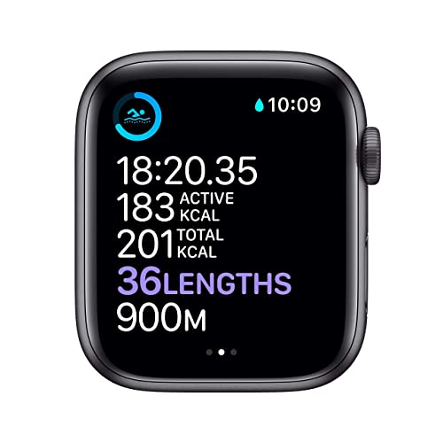 Apple Watch Series 6 (GPS, 44MM) Aluminiumgehäuse Space Grau Schwarz Sportarmband (Generalüberholt)