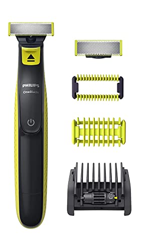 Philips OneBlade Face & Body - Elektrischer Bartschneider und Rasierer zum Trimmen, Stylen und Rasieren, inkl. 2 Original-Klingen, 5-in-1 Trimmaufsatz & 2 Körperaufsätzen (Modell QP2620/30)