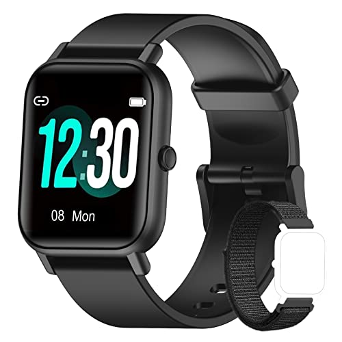 Blackview Smartwatch R3 Herren Damen Fitnessuhr,1,3 Zoll Smart Watch, Armbanduhr mit Pulsmesser Schlafmonitor Musiksteuerung SpO2,Schrittzähler Uhr Sportuhr, Aktivitätstracker für Android iOS,Schwarz
