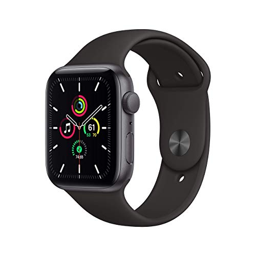 Apple Watch SE (GPS, 44MM) Aluminiumgehäuse Space Grau Schwarz Sportarmband (Generalüberholt)