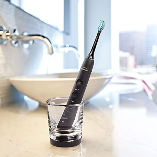 Philips Sonicare DiamondClean 9000 Elektrische Zahnbürste Doppelpack - 2 Schallzahnbürsten, 2 Ladegläsern, 2 Premium Bürstenköpfe, neue Generation, schwarz & rosé-gold (Modell HX9914/57)