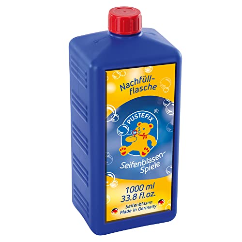 PUSTEFIX Seifenblasen Nachfüllflasche Maxi 1L I Seifenblasenflüssigkeit für bunte Blasen I Made in Germany I extra Flüssigkeit für mehr Bubble Spaß I für Kinder & Erwachsene auf Geburtstag, Hochzeit